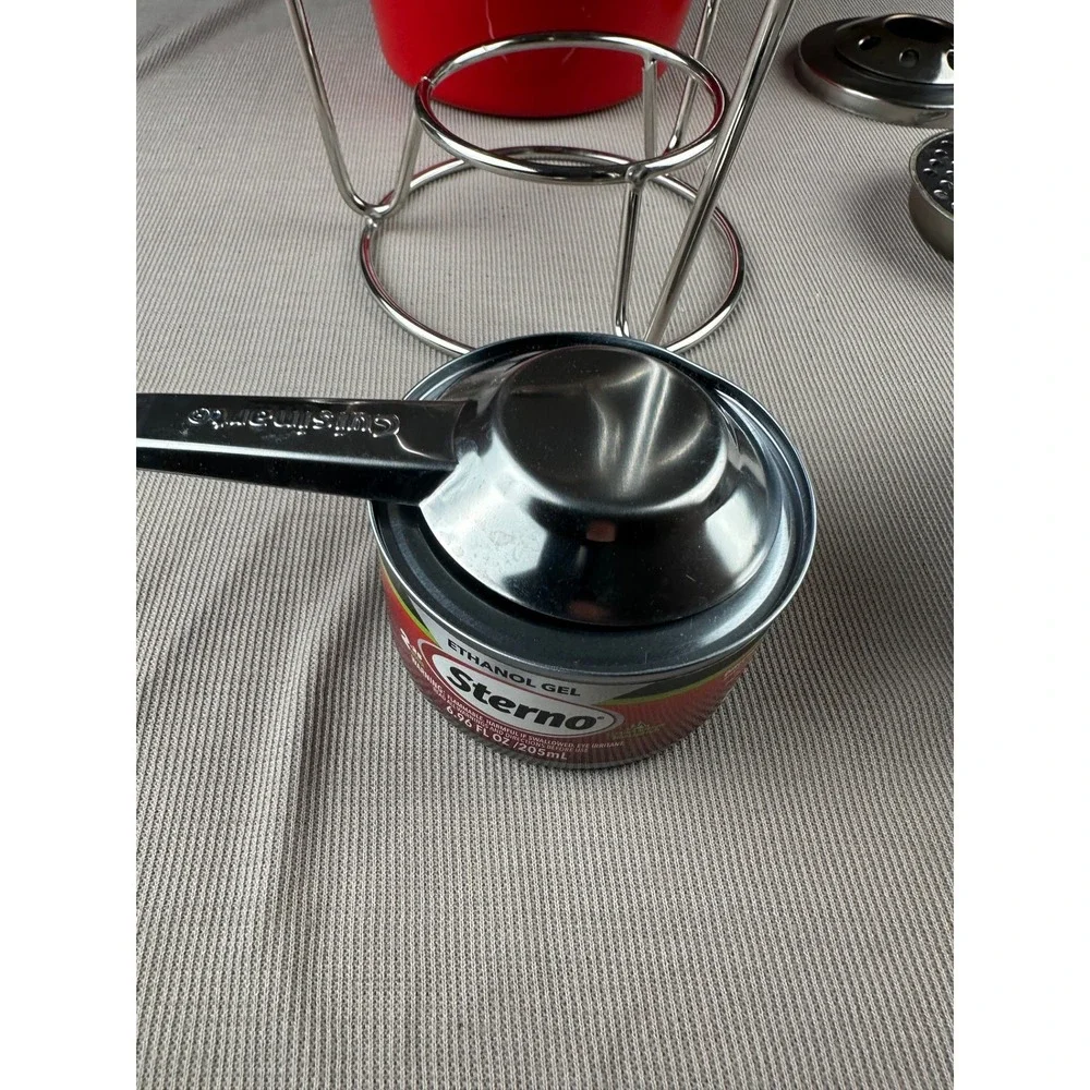 Cuisinart FP-115R Fondue Set 13-Pc Enamel Cast Iron Red 1.5 Qt Induction Ready